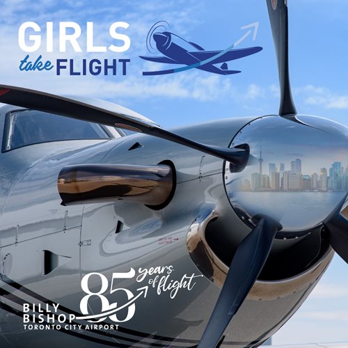 Girls take flight logo with airplace