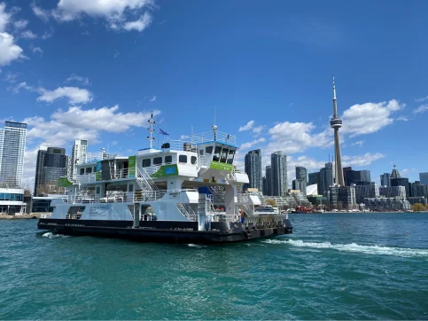 Marilyn Bell ferry with downtown Toronto in background