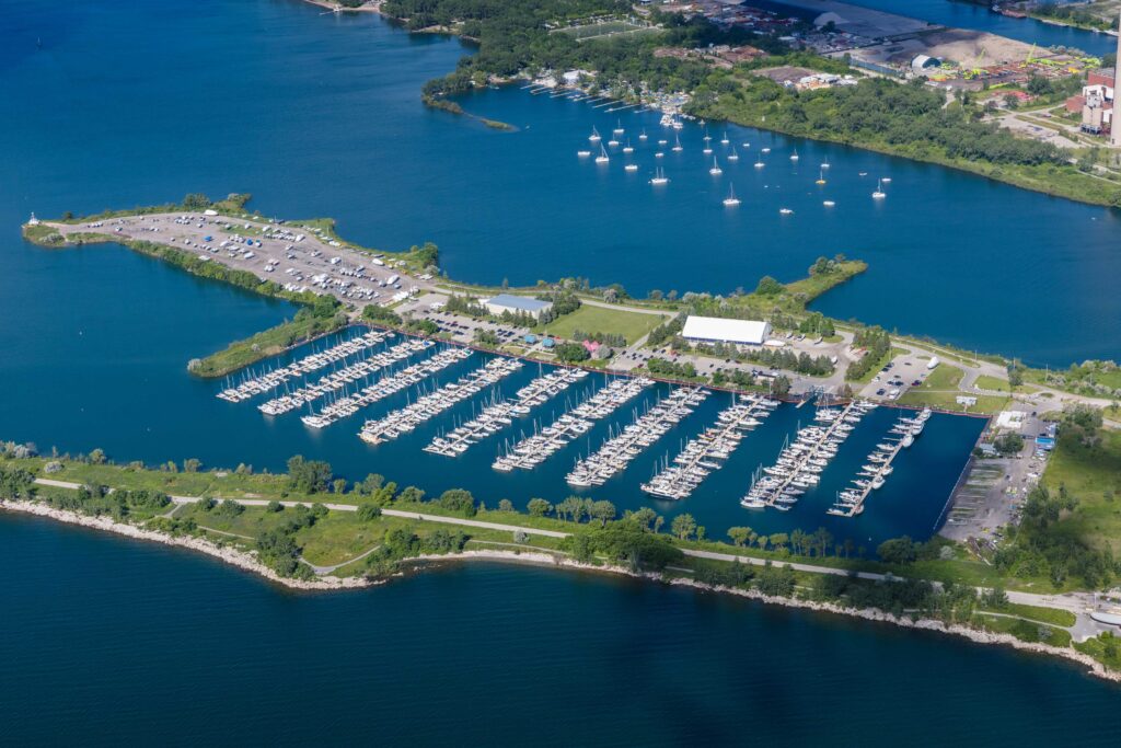 Aerial photo of the marina