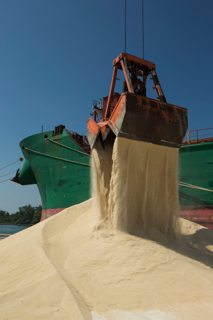 Cargo ship with grain