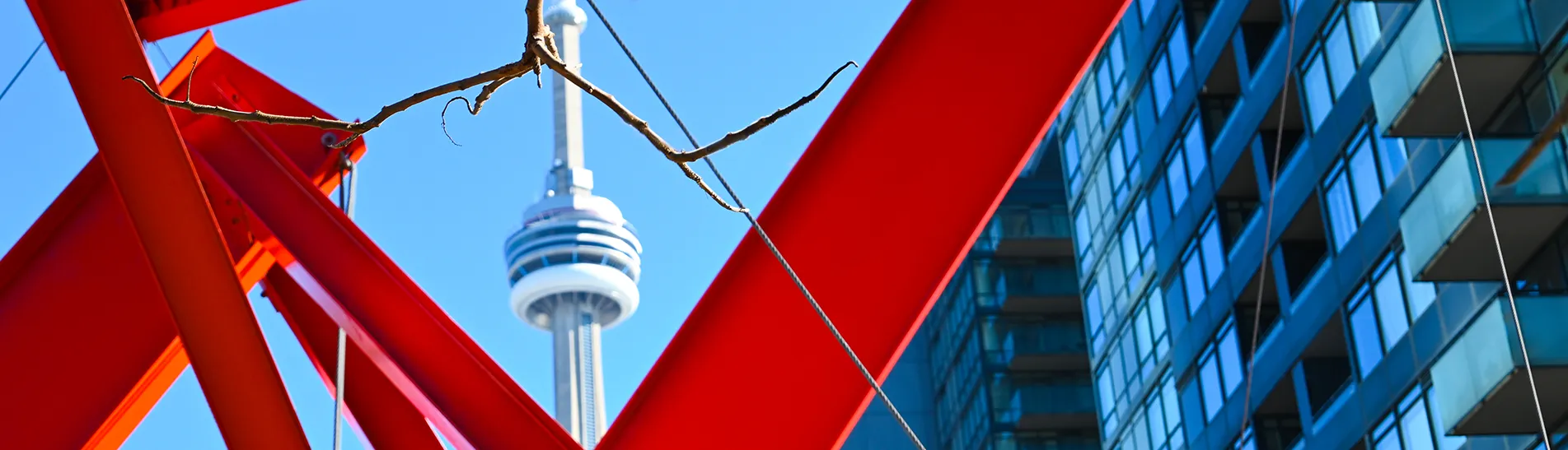 CN Tower in the background of an artwork