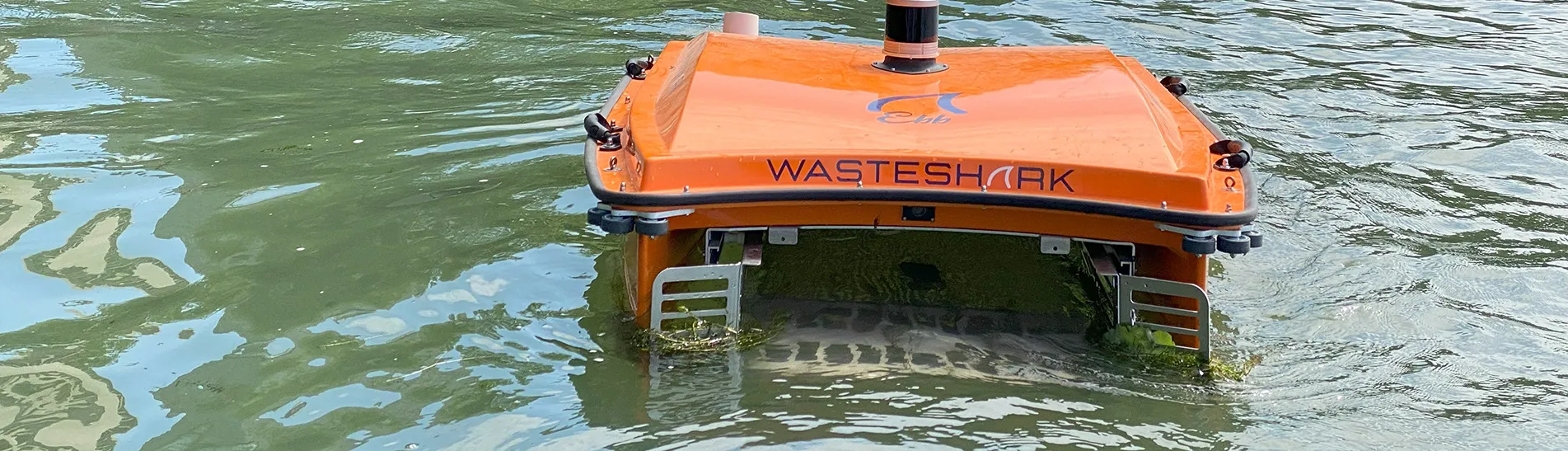 The WasteShark robot cleaning the lake