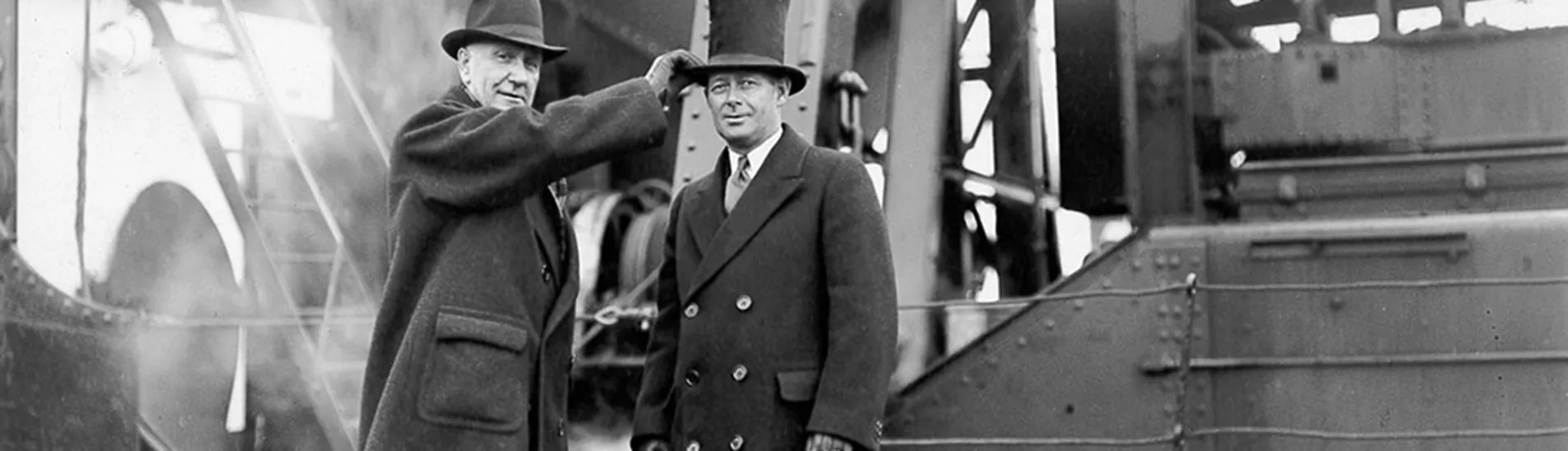 Black and white photo of the hat ceremony