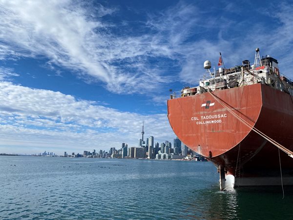 Cargo ship on the lake