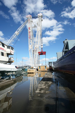 The port with two ships docked